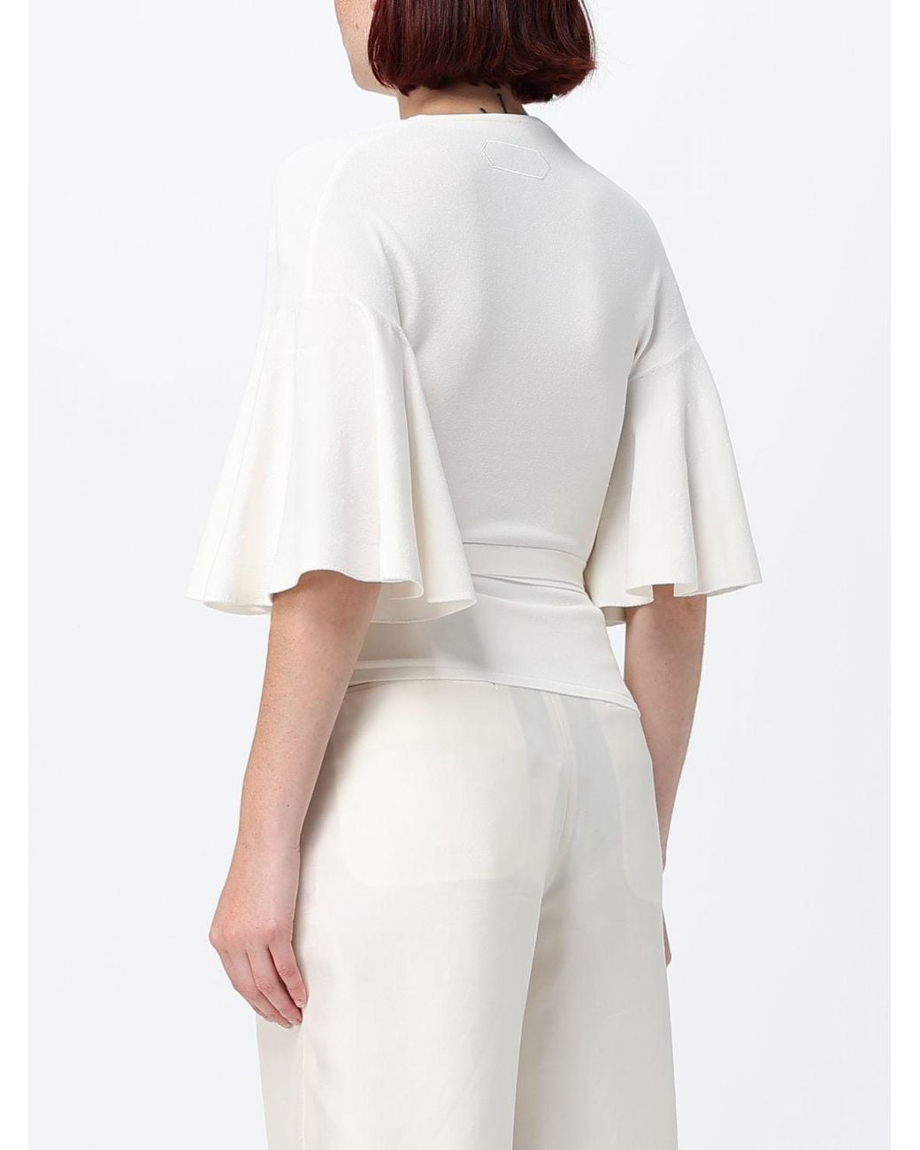 Jacquemus White Slim Fit V-Neck Top With Tie Fastening
