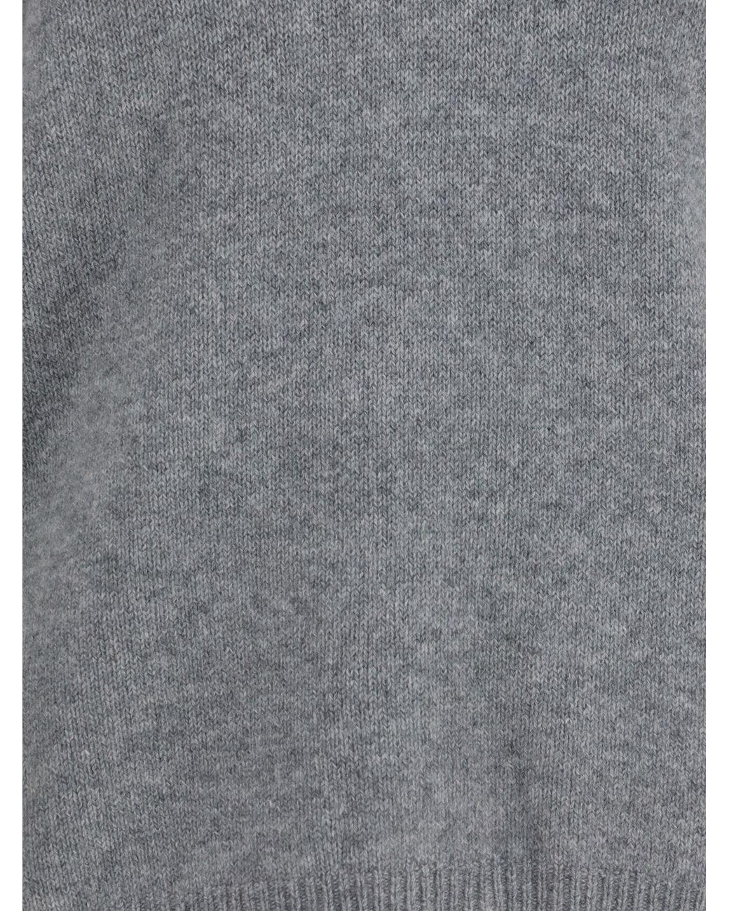 Allude Gray Relaxed Fit Cashmere V-Neck Jumper With Dropped Shoulders