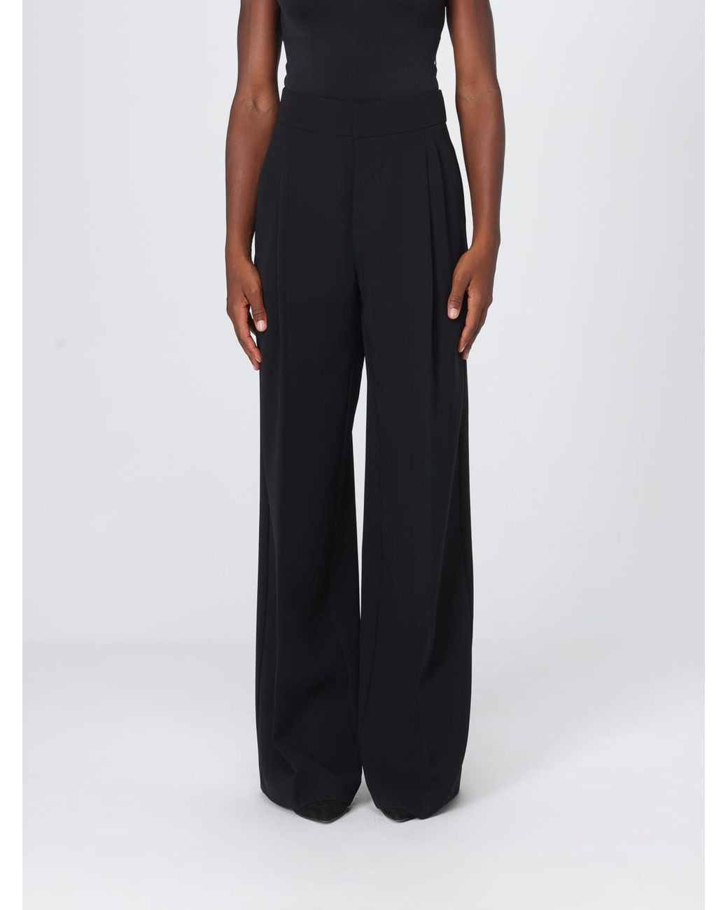 Twinset Black High-Waisted Wide-Leg Sartorial Crêpe Trousers