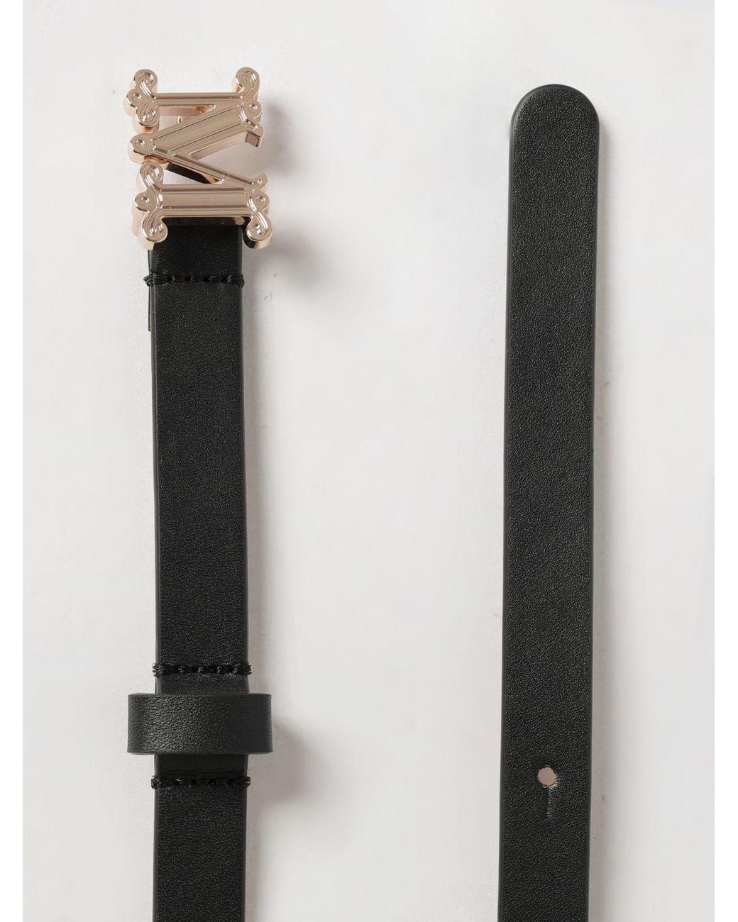 Max Mara White Leather Logo Buckle Belt