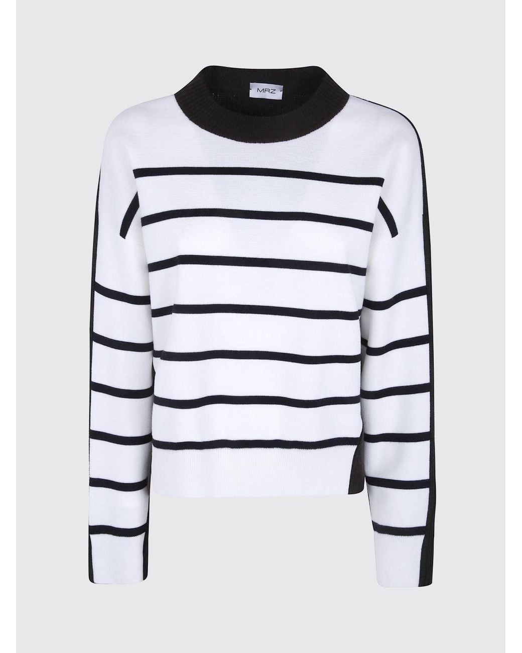 Mrz Blue Striped Virgin Wool And Cashmere Crewneck Jumper