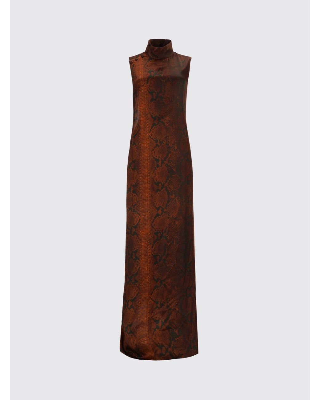 Jean Paul Gaultier Brown Asymmetrical Python-Print Viscose Maxi Dress