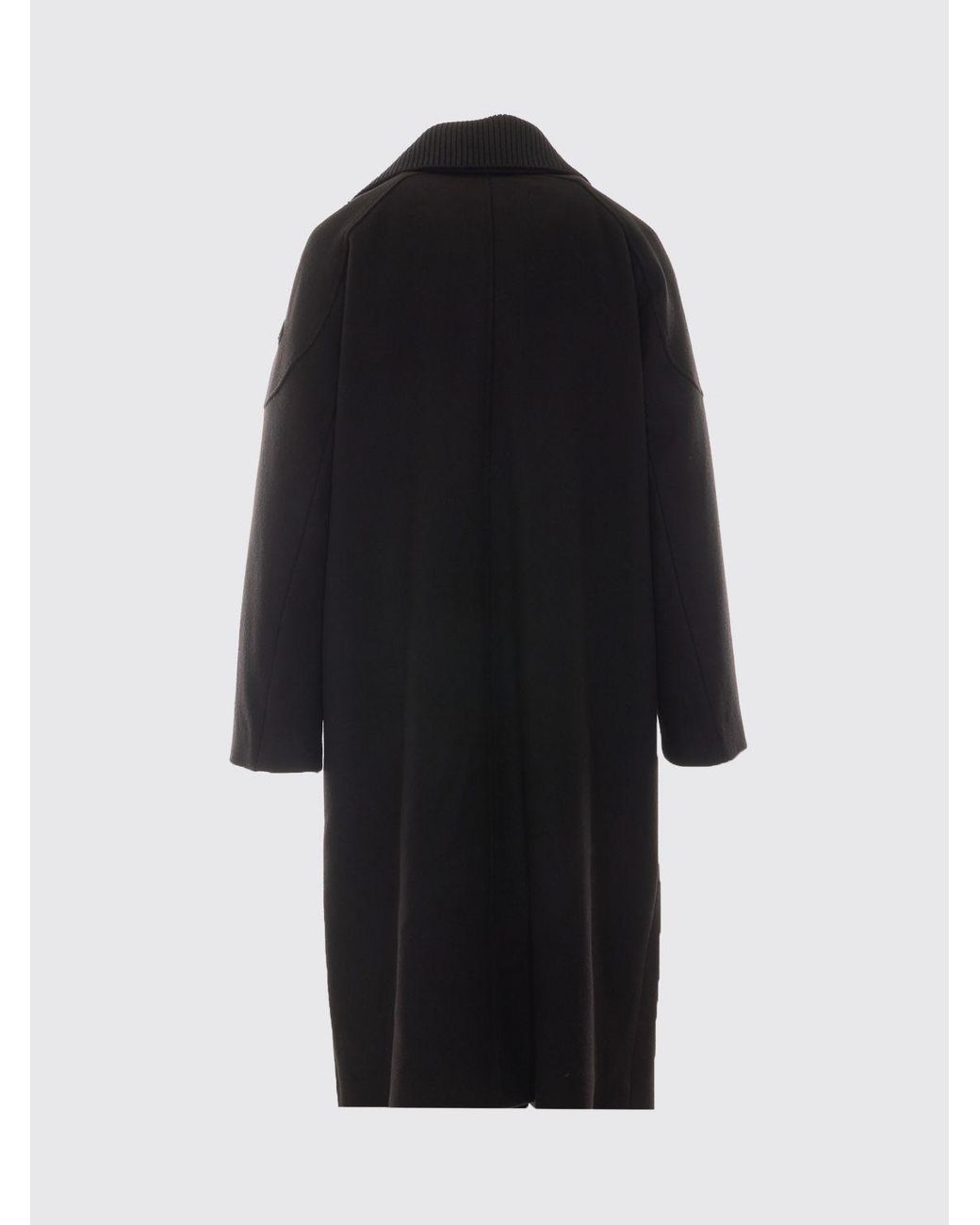 Moose Knuckles Blue Double-Breasted Long Wool Blend Coat With Dropped Shoulders