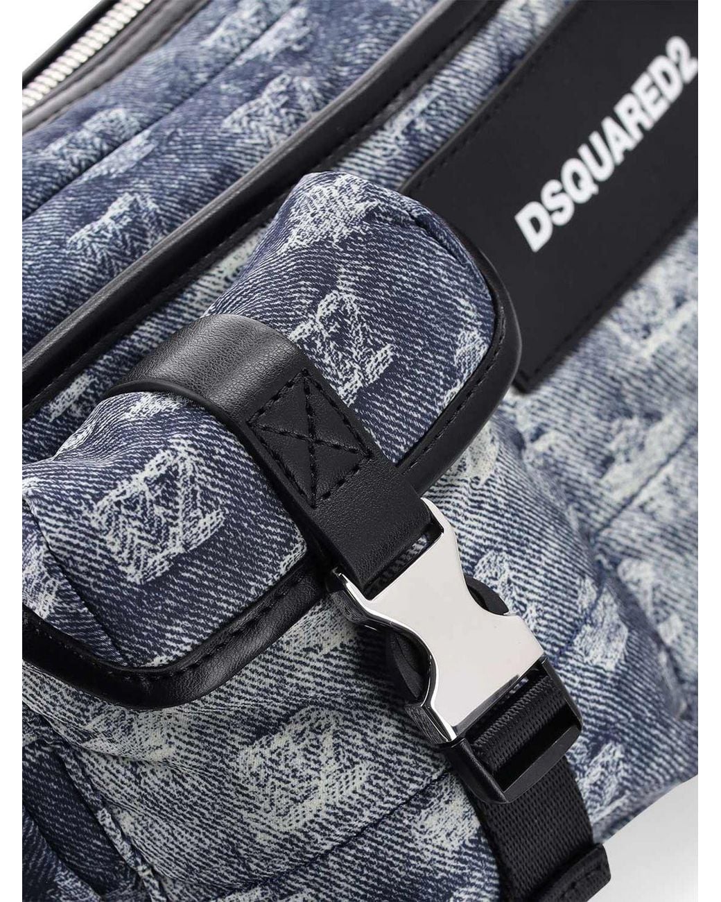 DSquared² White D2 Small Denim Crossbody Bag With Embroidered Logo for men