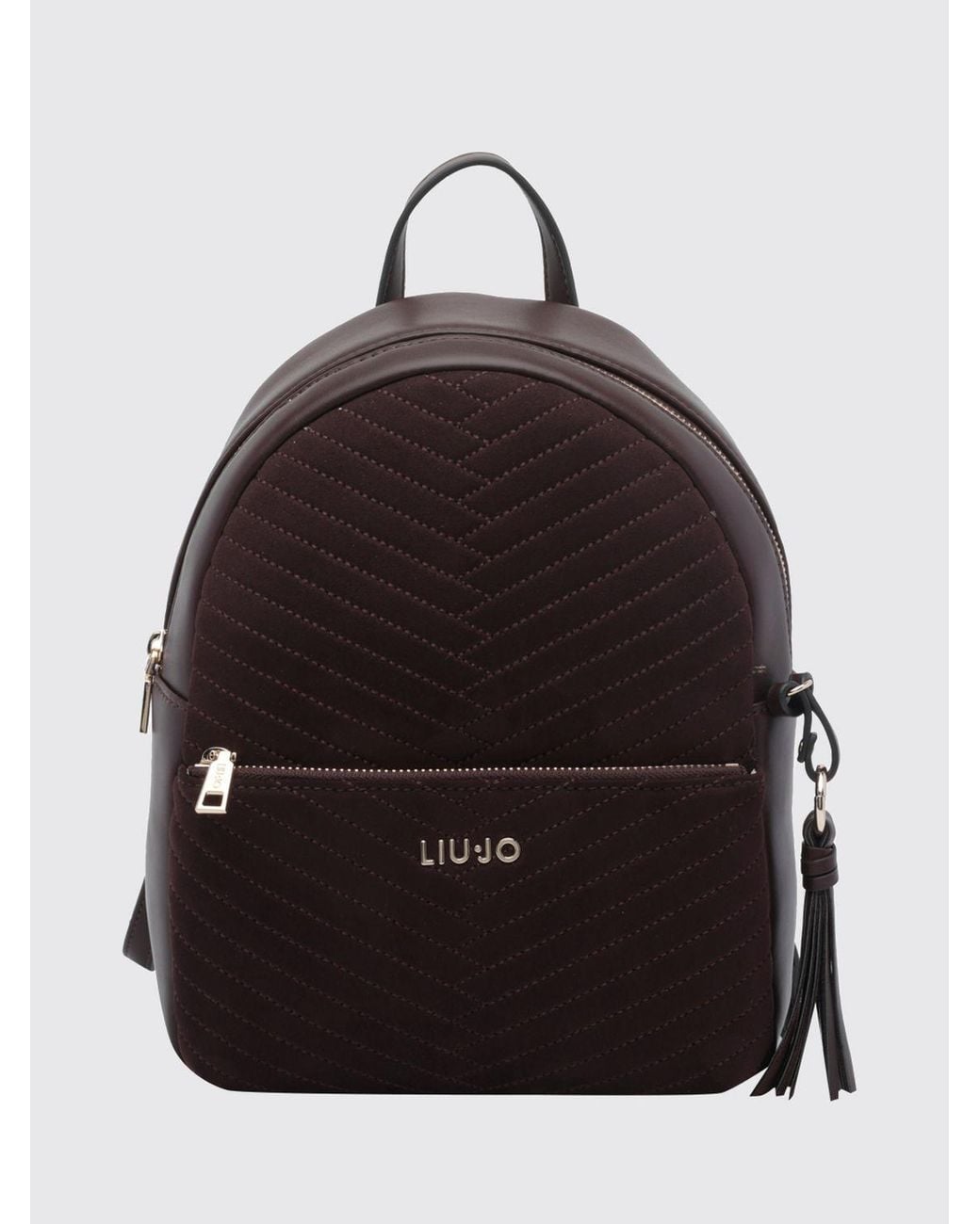 Liu Jo Black Faux Leather Backpack With Chevron Pattern And Adjustable Straps
