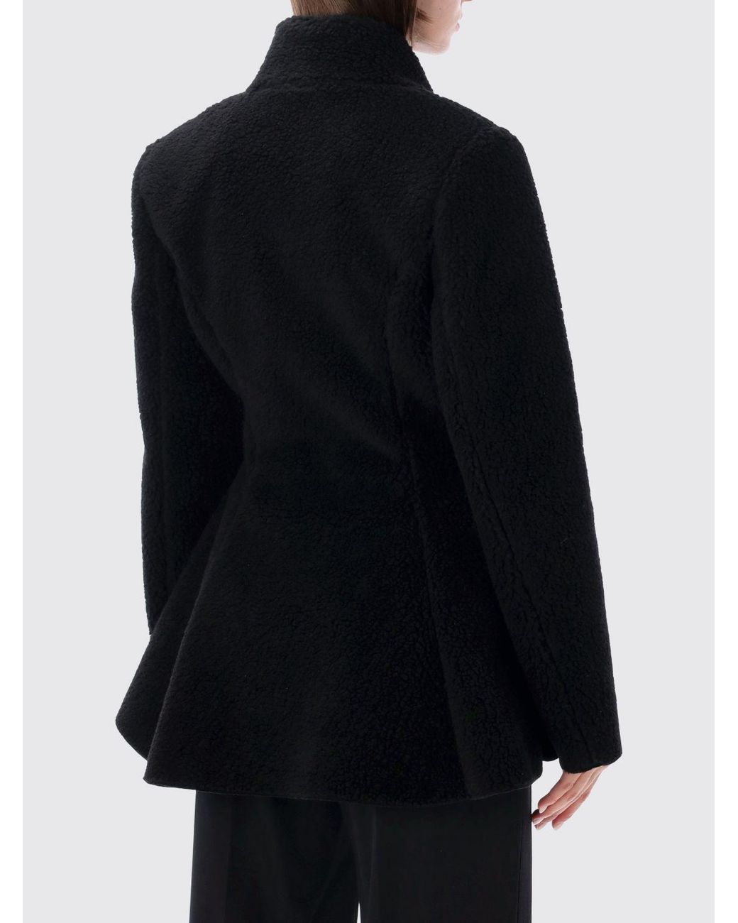 Stella McCartney Black Single-Breasted Short Wool Blend Coat With Shawl Collar