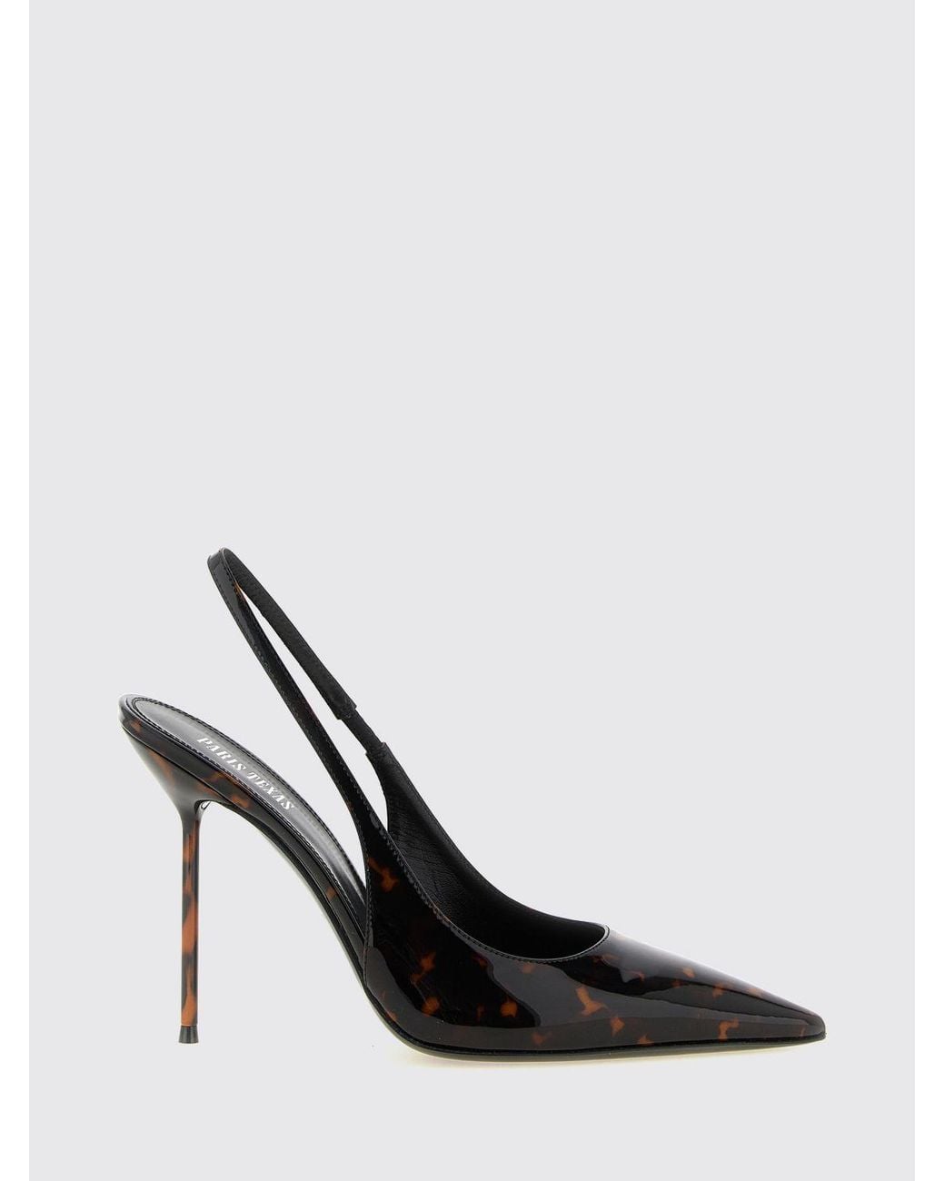 Paris Texas Black Lidia Tortoiseshell Patent Leather Slingback Pumps With A High Stiletto Heel