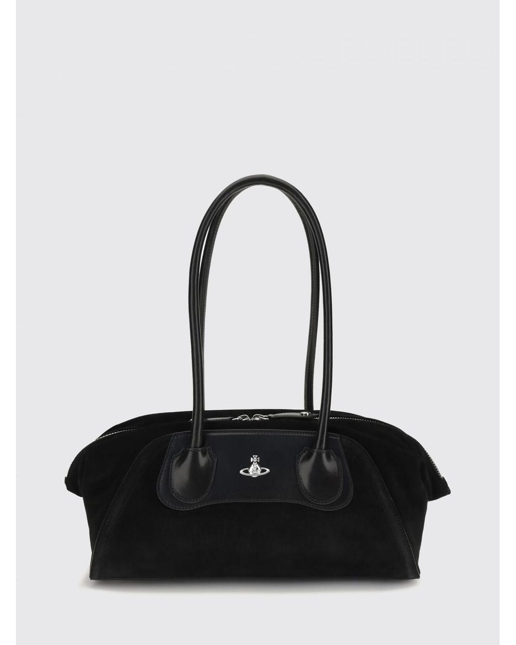 Vivienne Westwood Black Shirley Leather Shoulder Bag With Orb Logo And Monogram