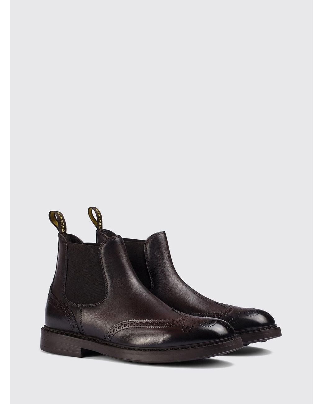 Doucal's White Leather Beatles Ankle Boots With Brogue Detail for men