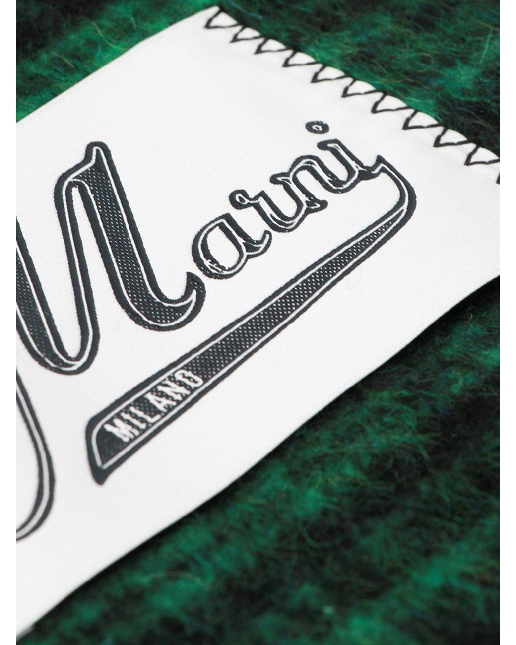 Marni Karierter Schal Aus Woll- Und Mohairmischung Mit Appliziertem Logo in Green für Herren