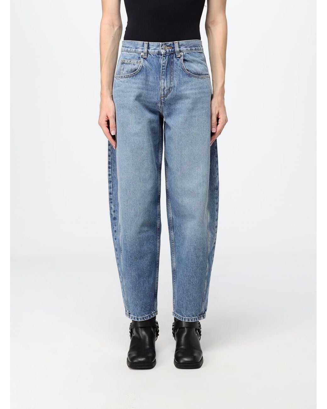 Isabel Marant Blue Oriane High-Waisted Baggy Jeans