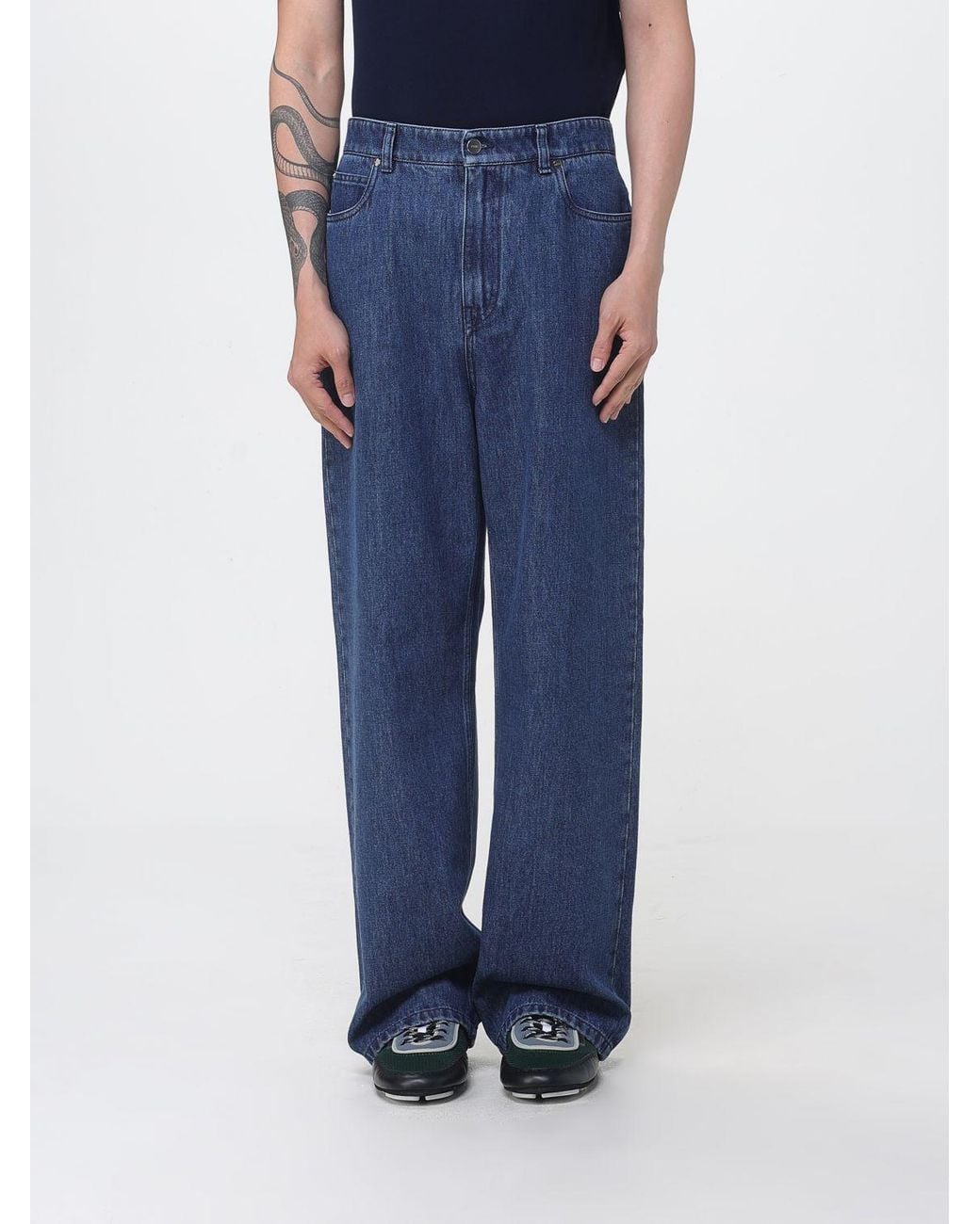 Fendi Blue Wide-Leg Cotton Denim Jeans for men