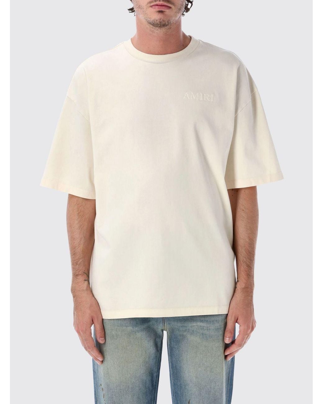 Amiri Natural Relaxed-Fit Cotton T-Shirt With A Contrasting Paisley Logo Print for men