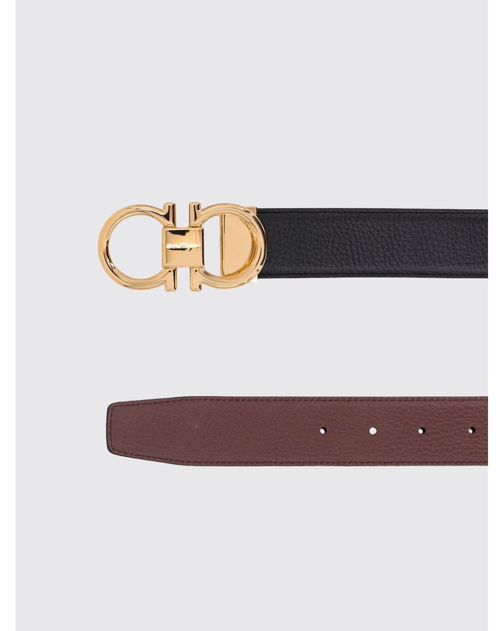 Ferragamo White Gancini Reversible Leather Belt for men