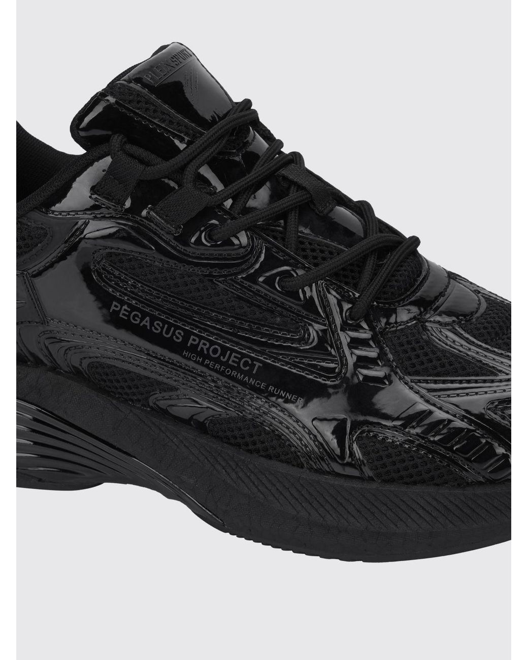 Philipp Plein Black Pegasus Project Mesh And Patent Leather Sneakers for men