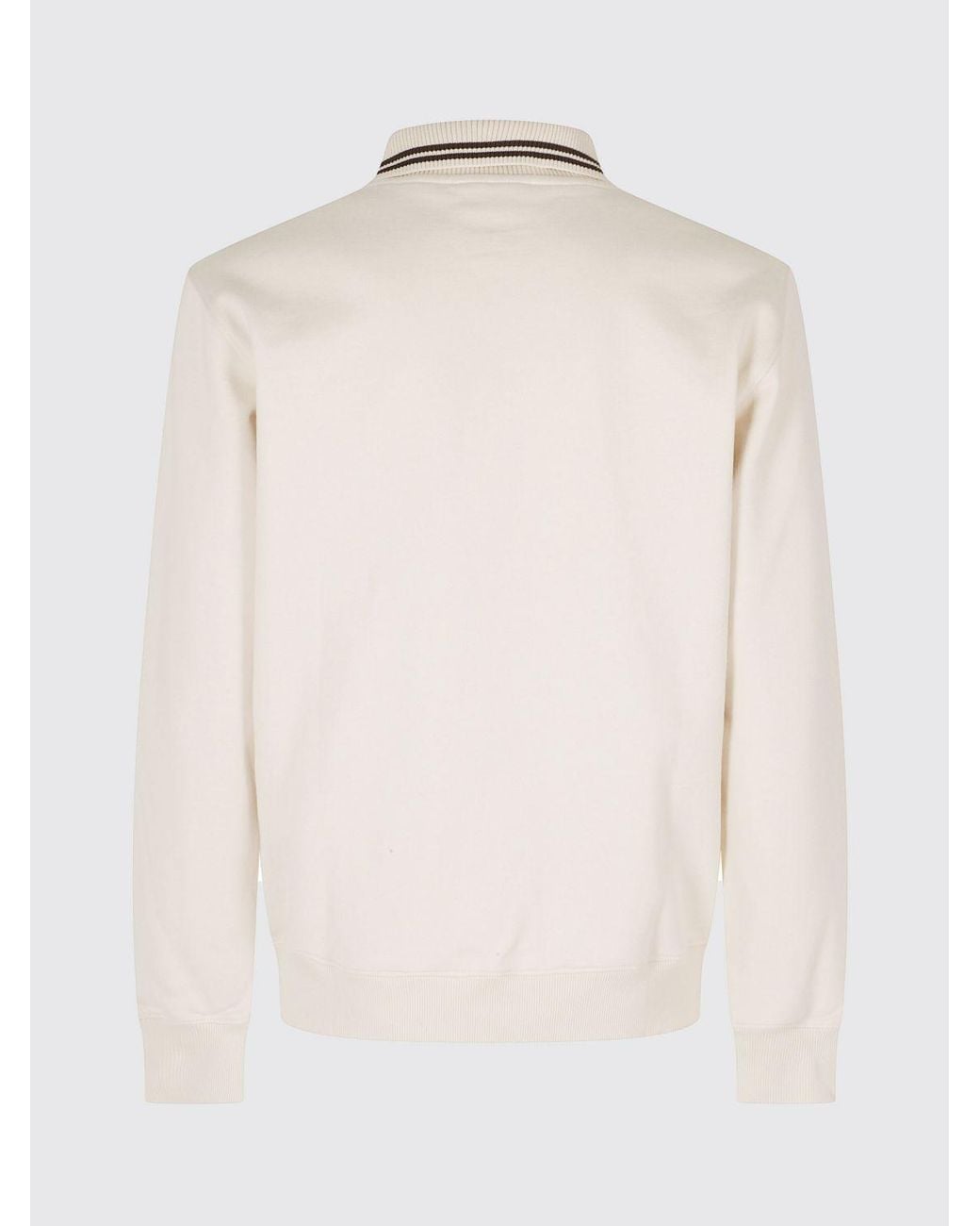 Drole de Monsieur White Long-Sleeved Cotton Polo Shirt With Contrast Trims for men