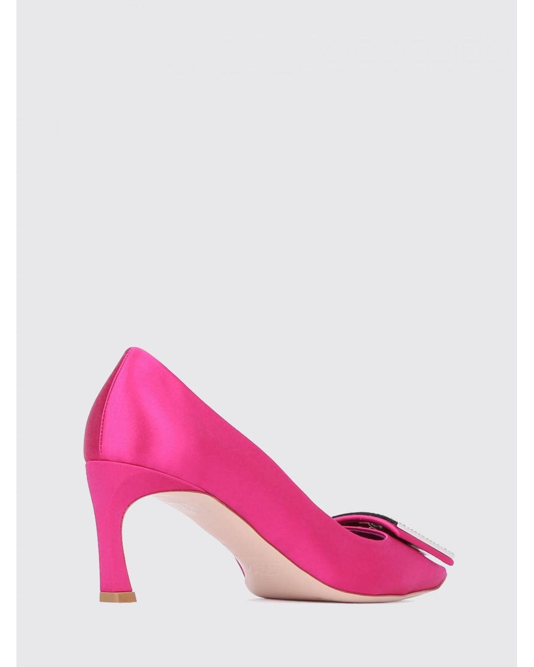 Roger Vivier Pink Trompette Satin Pumps With Jewel Buckle