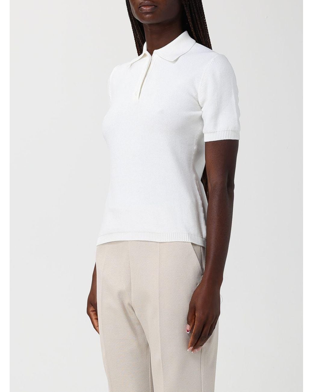 Polo De Punto De Algodón Max Mara de color White