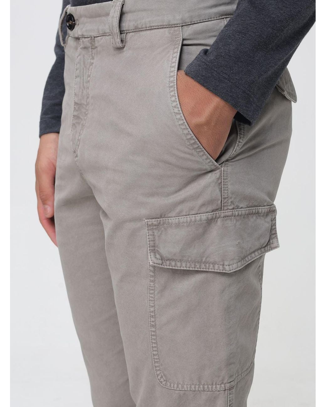 Brunello Cucinelli Gray Slim Fit Cotton Cargo Trousers for men