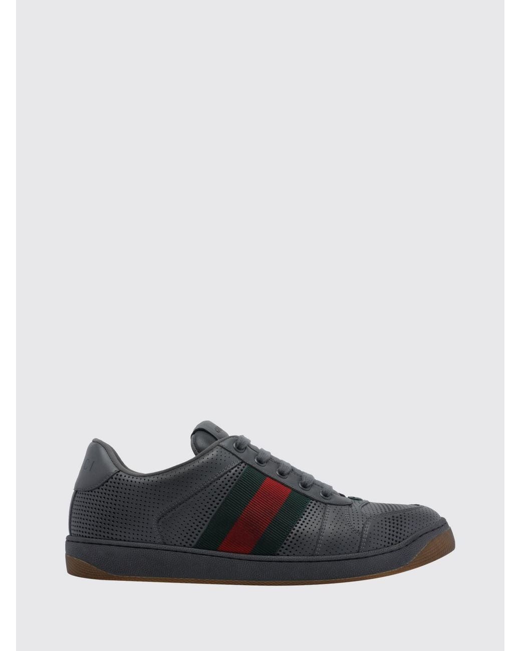 Gucci White Screener Low-Top Leather Trainers With Bicolour Web Stripe Detail for men