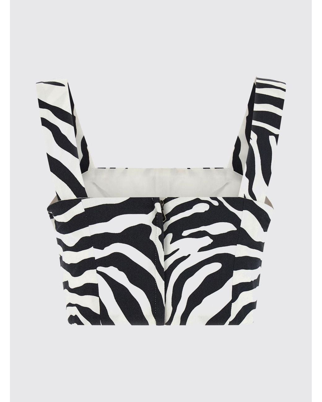 Dolce & Gabbana Black Dolce &Amp Gabbana Zebra-Print Stretch-Cotton Cropped Top
