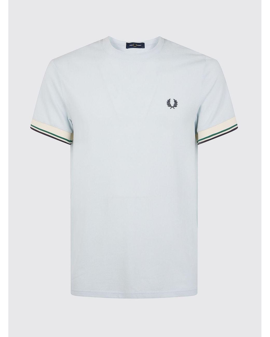 Fred Perry White Slim Fit Cotton T-Shirt With Contrast Tipping And Logo for men