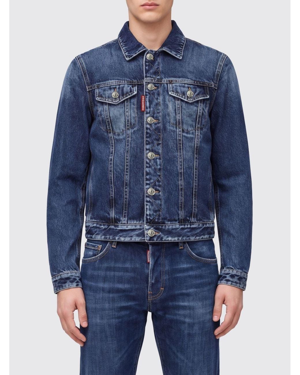DSquared² Blue Cotton Denim Jacket With Classic Collar And Button Closure for men
