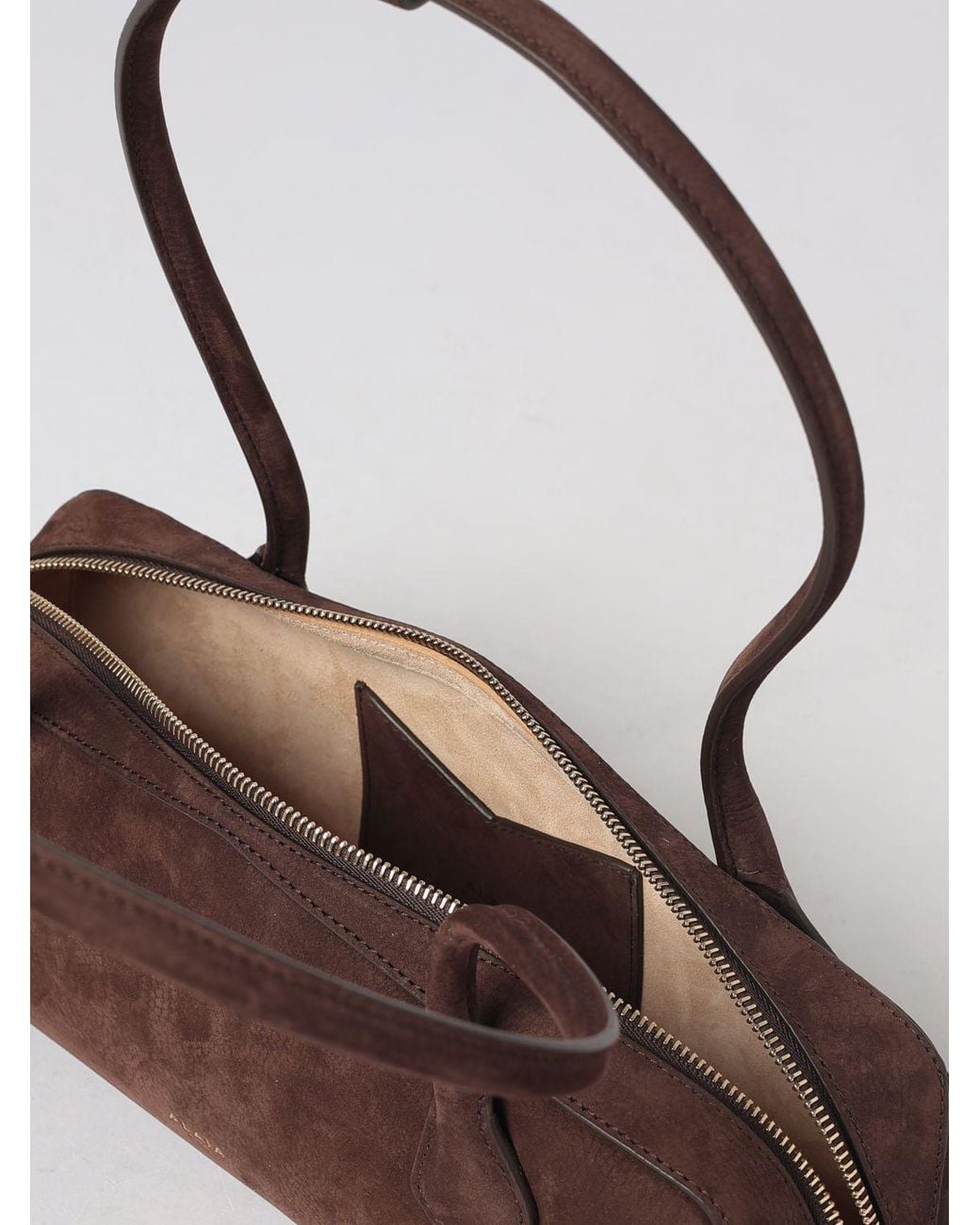 Alaïa Brown Medium Le Teckel Calfskin Leather And Nubuck Shoulder Bag
