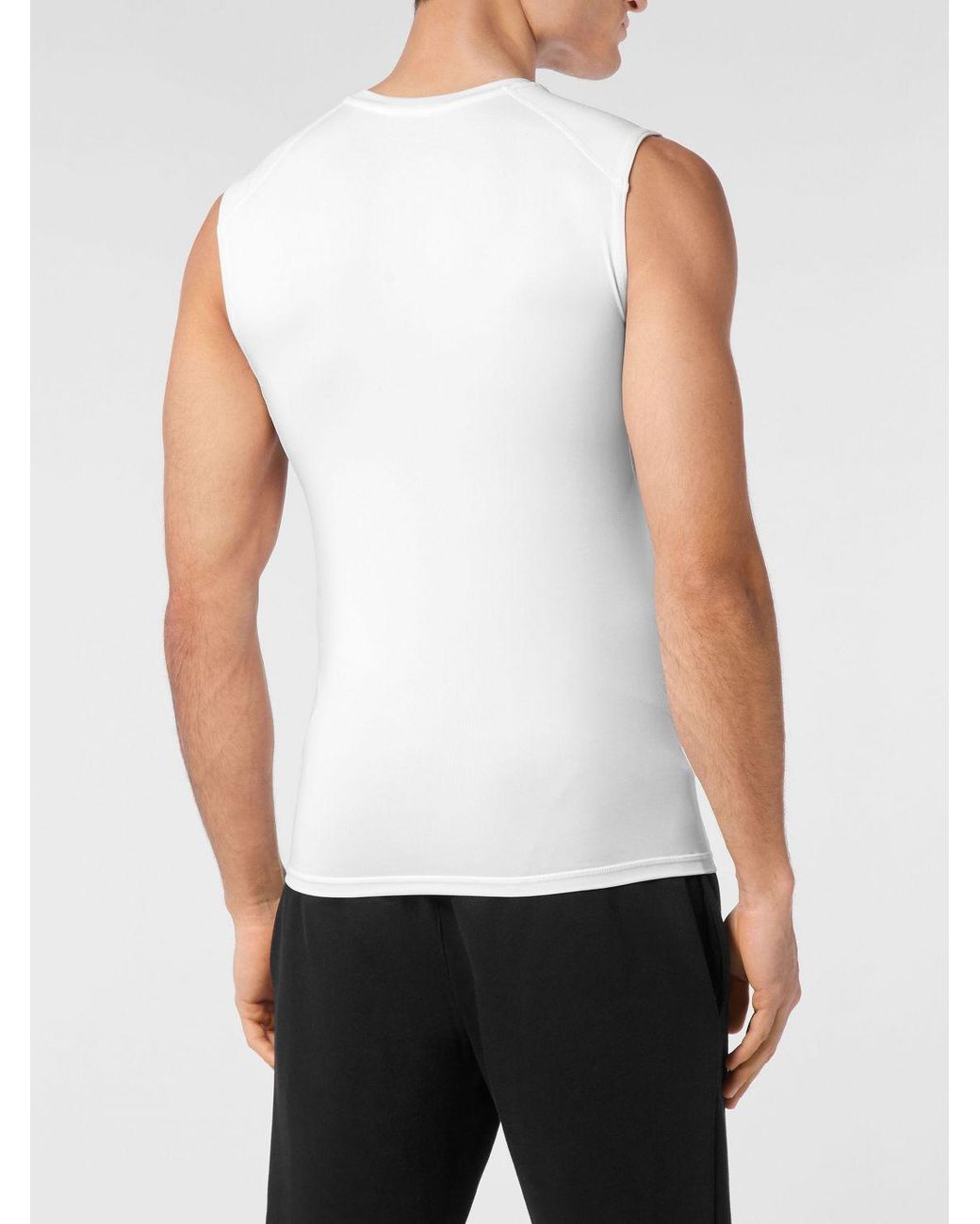 Philipp Plein White Slim Fit Cotton Tank Top With Contrast Logo for men