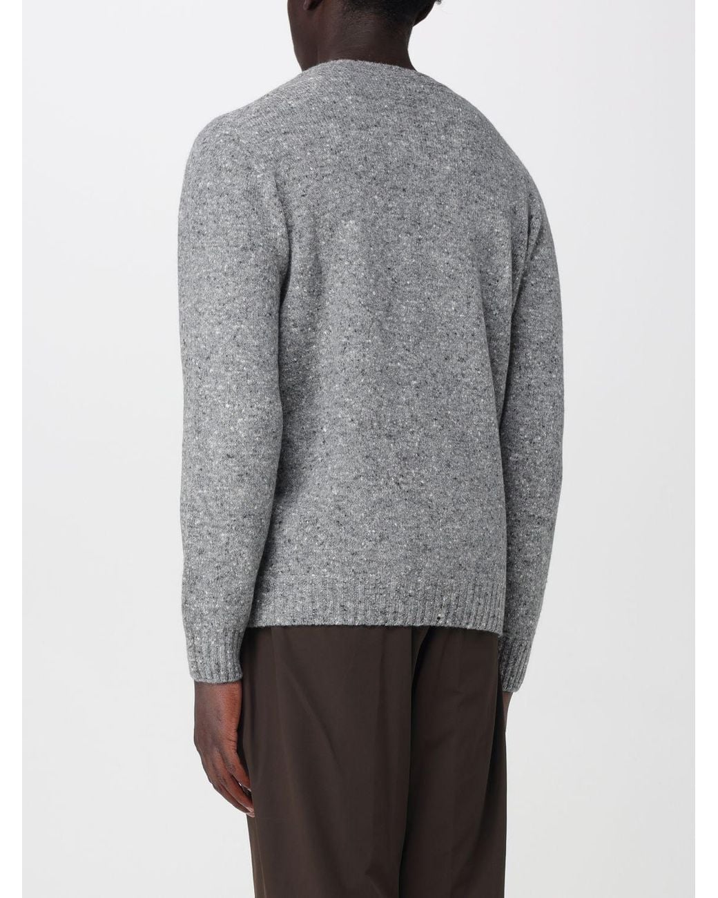 Drumohr Gray Long-Sleeved Crewneck Jumper for men