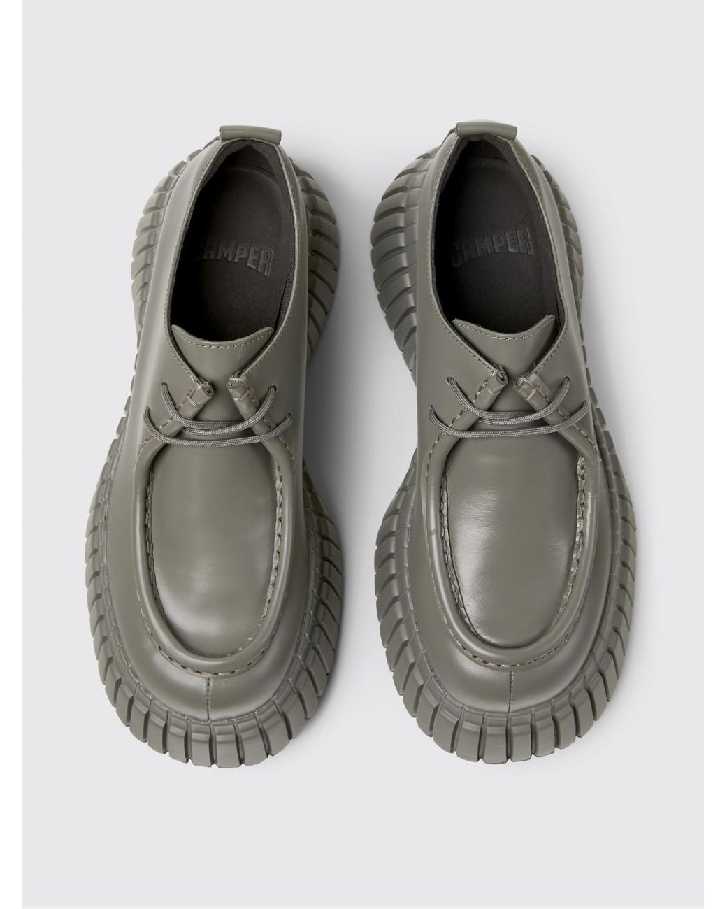 Camper Gray Pix Bcn Brushed Leather Platform Derby