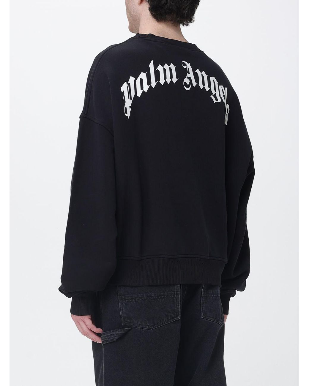 Palm Angels Blue Cotton Sweatshirt With Logo Print for men