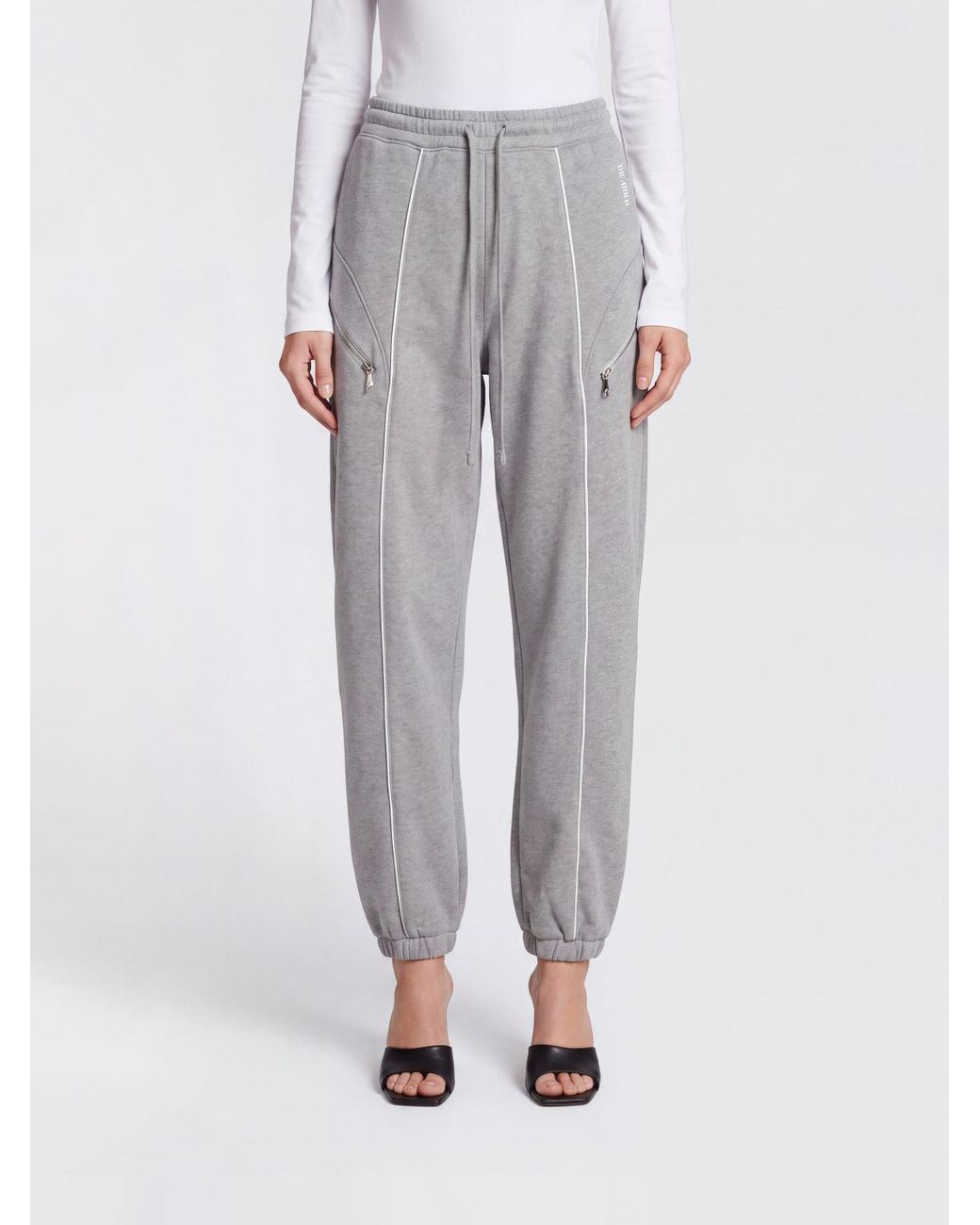 The Attico Gray Jersey Jogging Trousers With Elasticated Waist And Embroidered Logo
