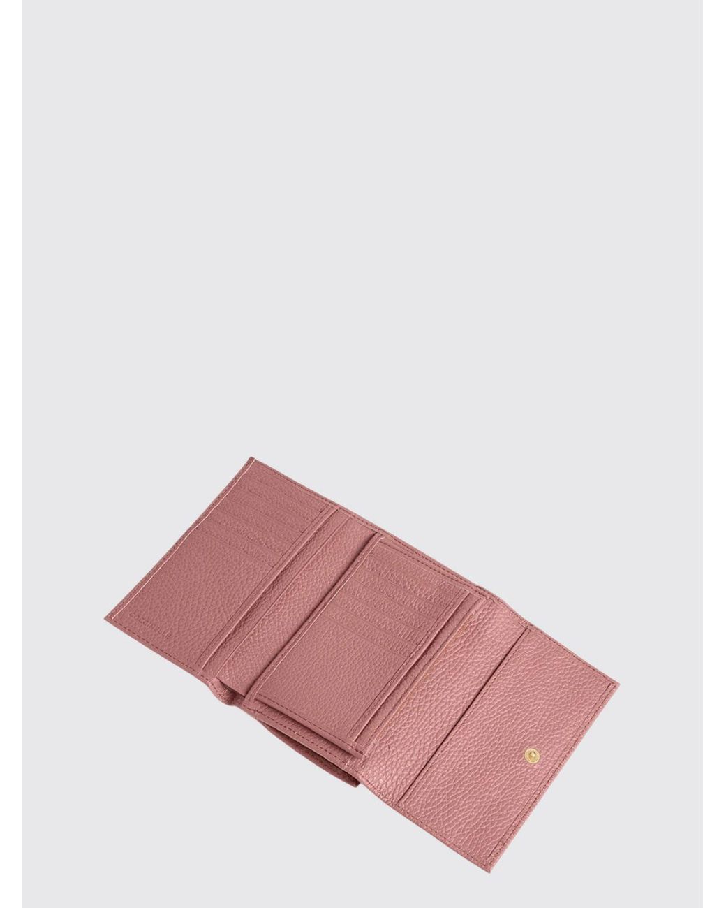Coccinelle Pink Metallic Soft Tri-Fold Grained Leather Wallet