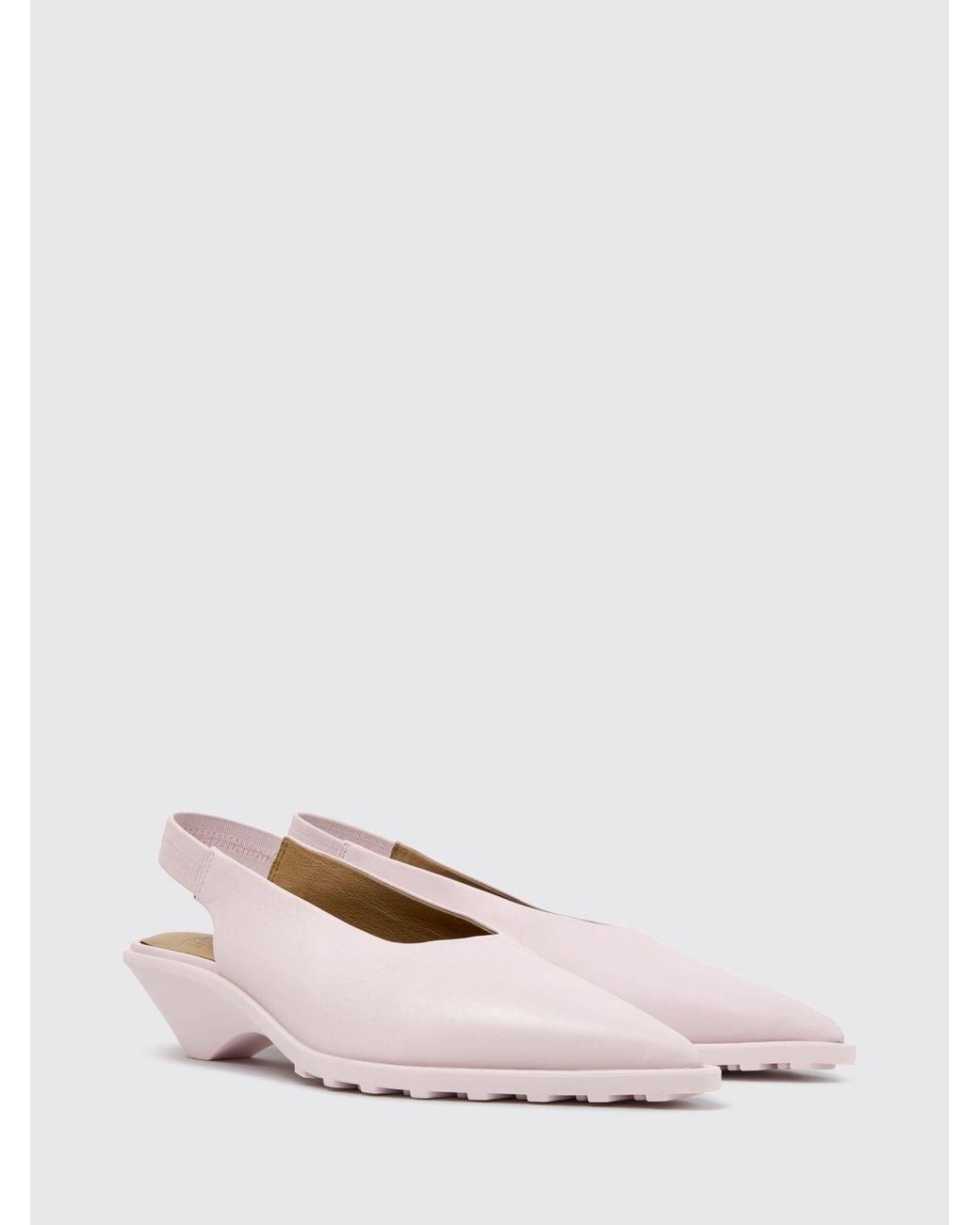 Camper Pink Anita Smooth Calfskin Slingback Pumps With Low Flared Heel