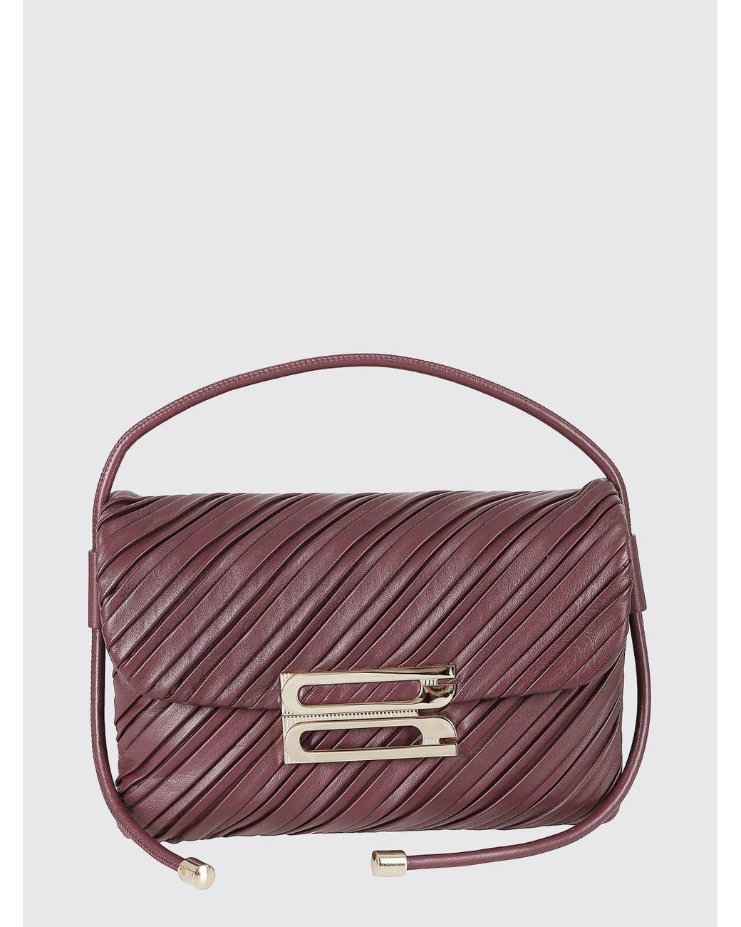 Victoria Beckham Purple Dorian Pleated Nappa Leather Handbag With Tubular Handle