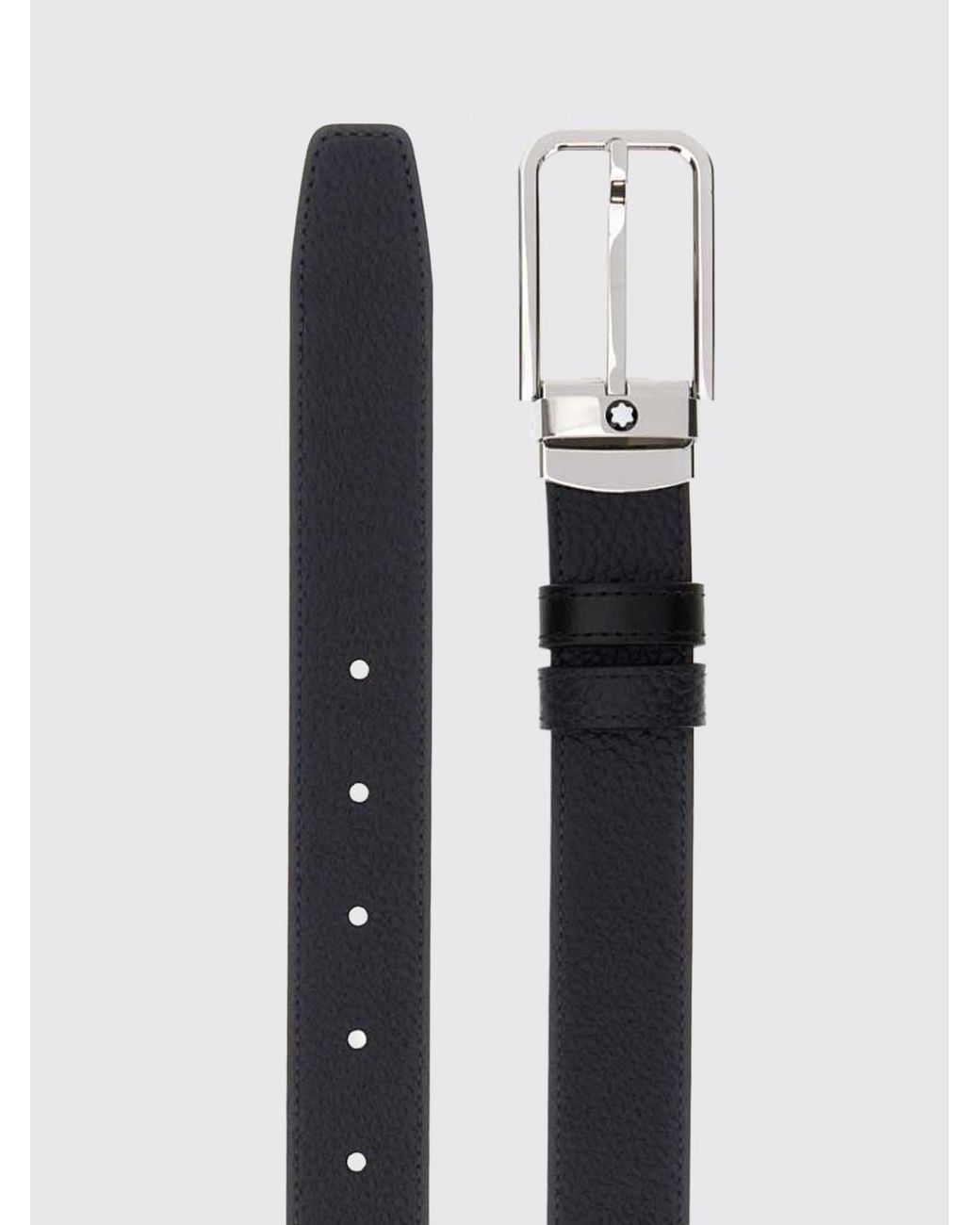 Montblanc White 3 Cm Adjustable Leather Belt With Pin Buckle for men