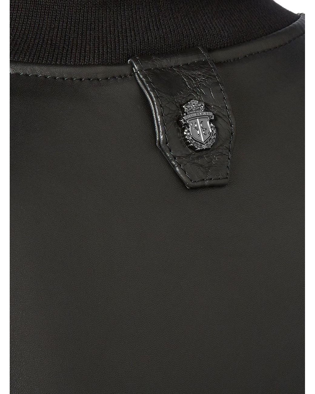 Billionaire Black Crocodile And Nappa Leather Bomber Jacket With Crest Logo for men