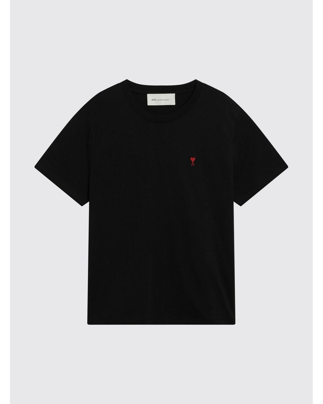 AMI Black Organic Cotton Crewneck T-Shirt With Ami De Coeur Embroidery for men