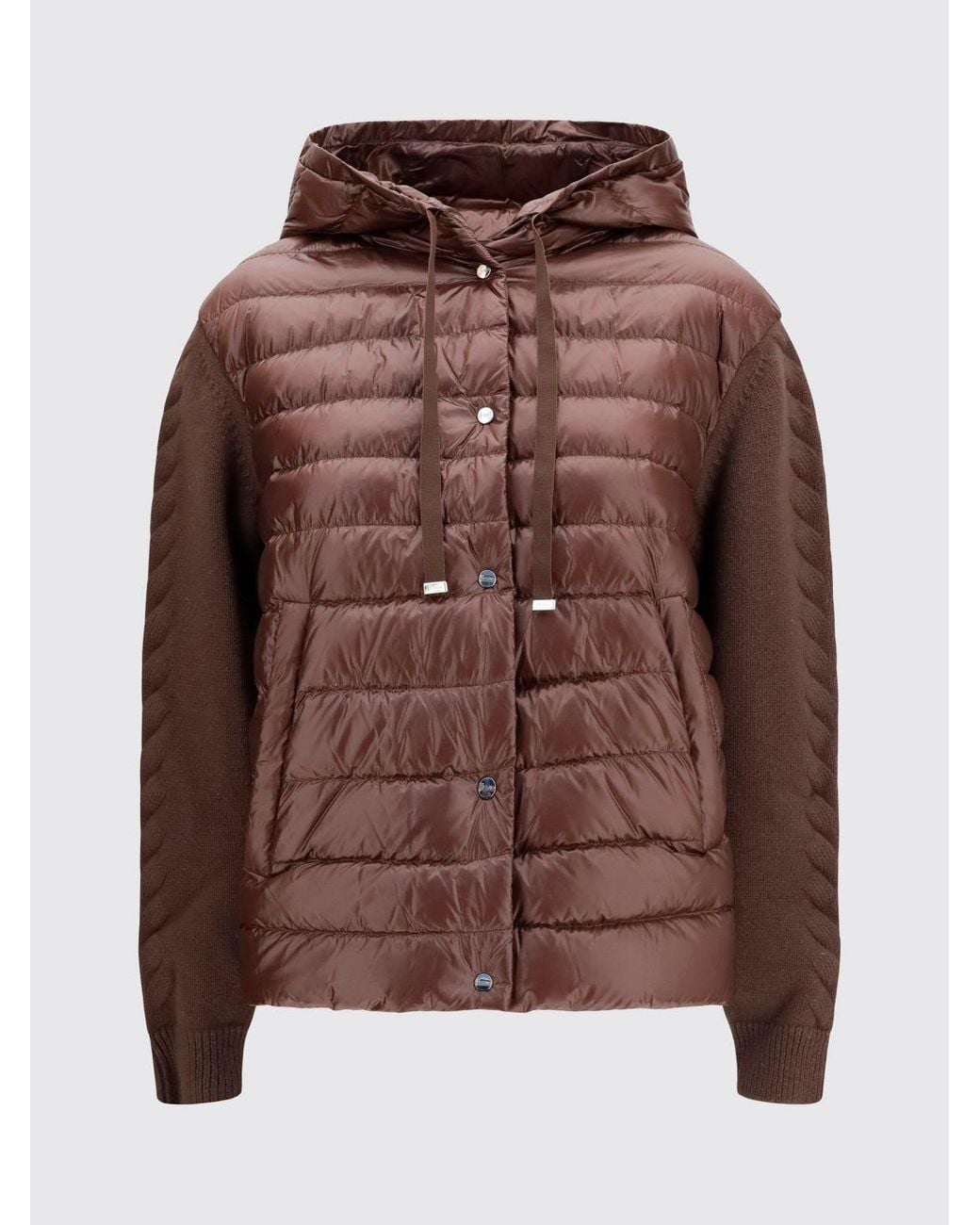 Herno Red Short Waterproof Nylon Down Jacket With Hood And Ribbed Cuffs