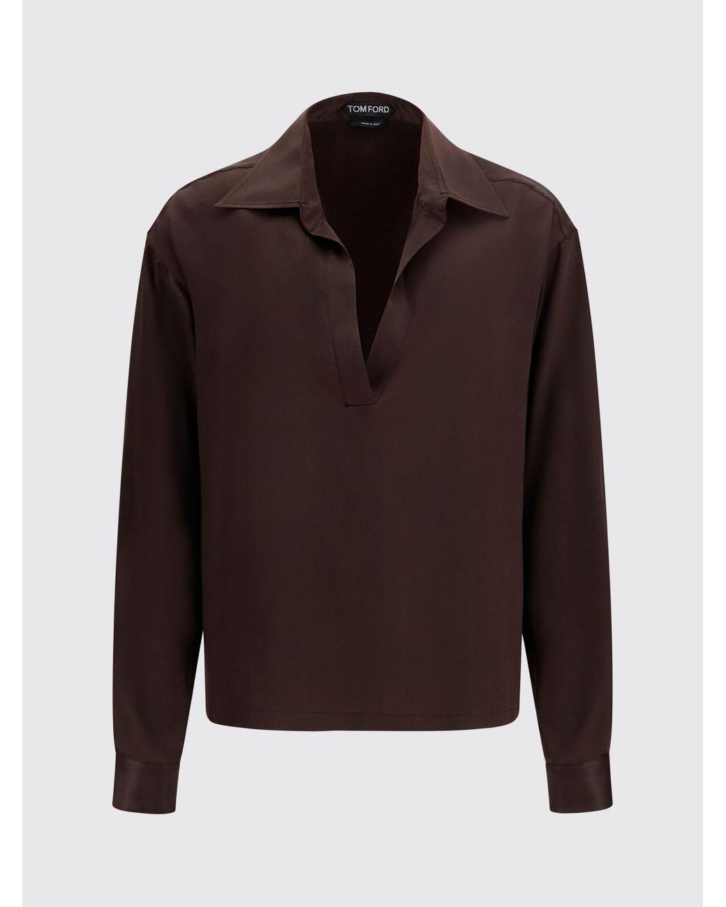 Tom Ford Purple V-Neck Silk Blouse With Long Dropped-Shoulder Sleeves