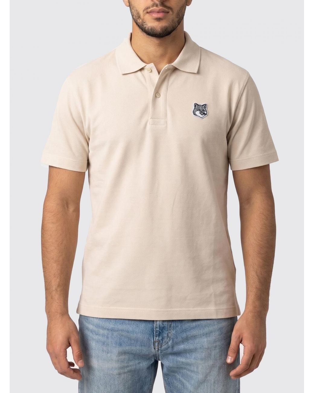 Maison Kitsuné Blue Maison KitsunÉ Cotton Polo Shirt With Logo for men