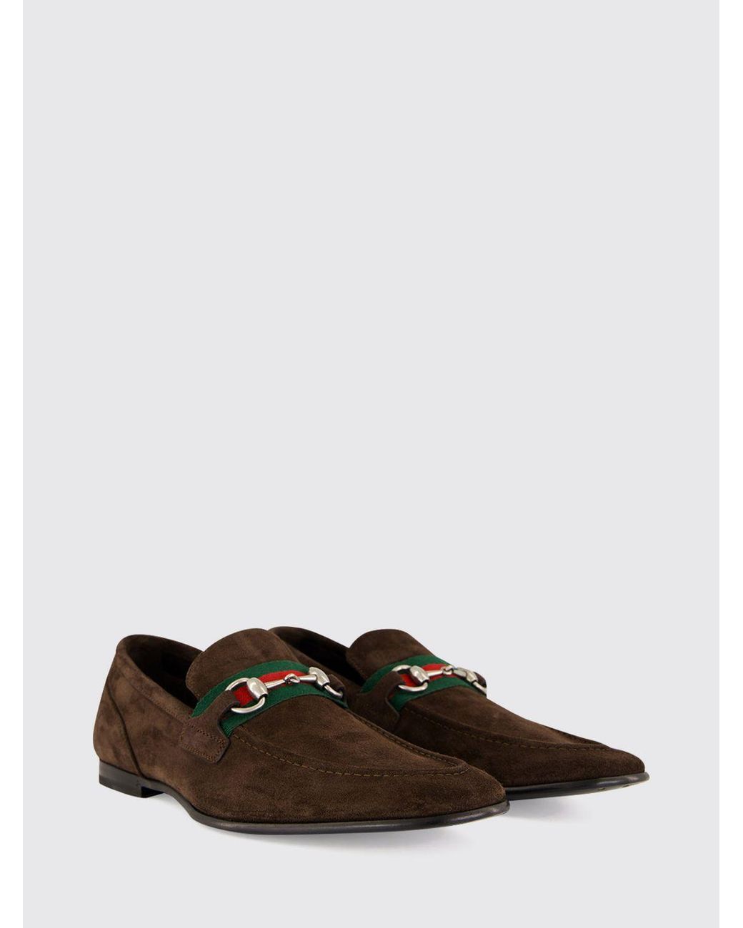Gucci White Como Suede Loafers With Horsebit And Web Detail for men