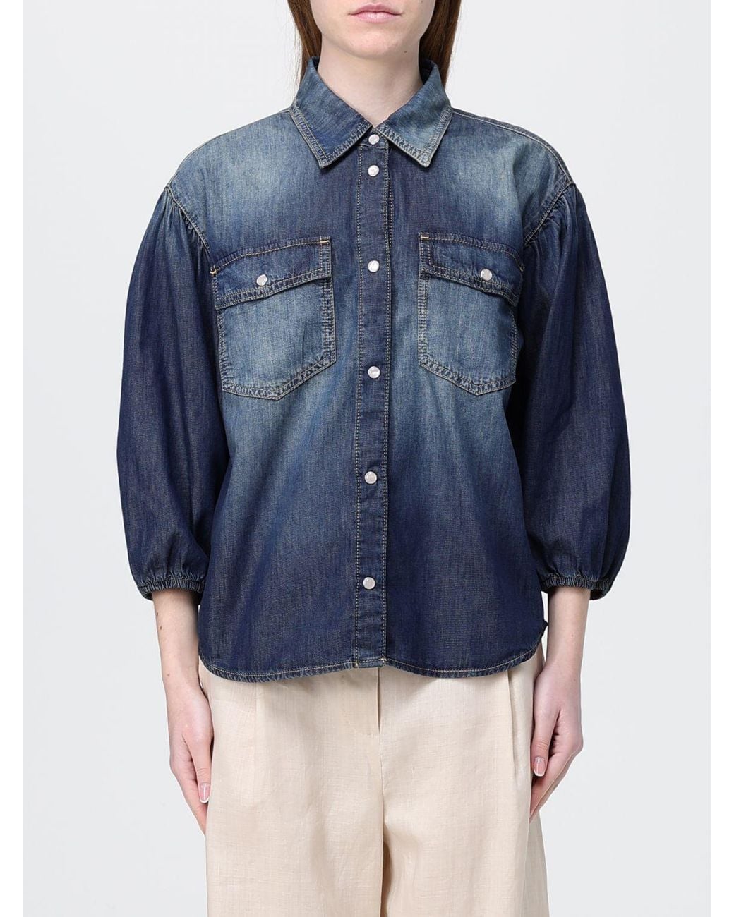 Pinko Blue Casual Cotton Shirt