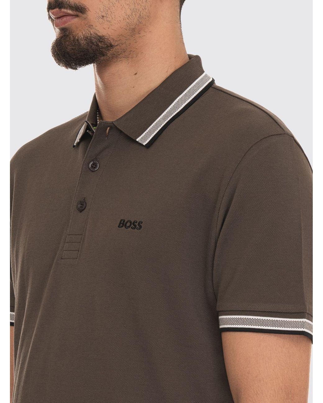 Boss Gray Basic Cotton Polo Shirt for men