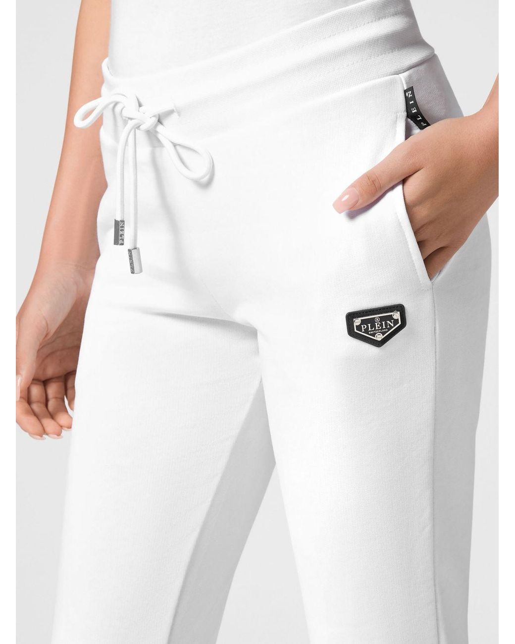 Philipp Plein White Jersey Track Trousers With Drawstring Waist