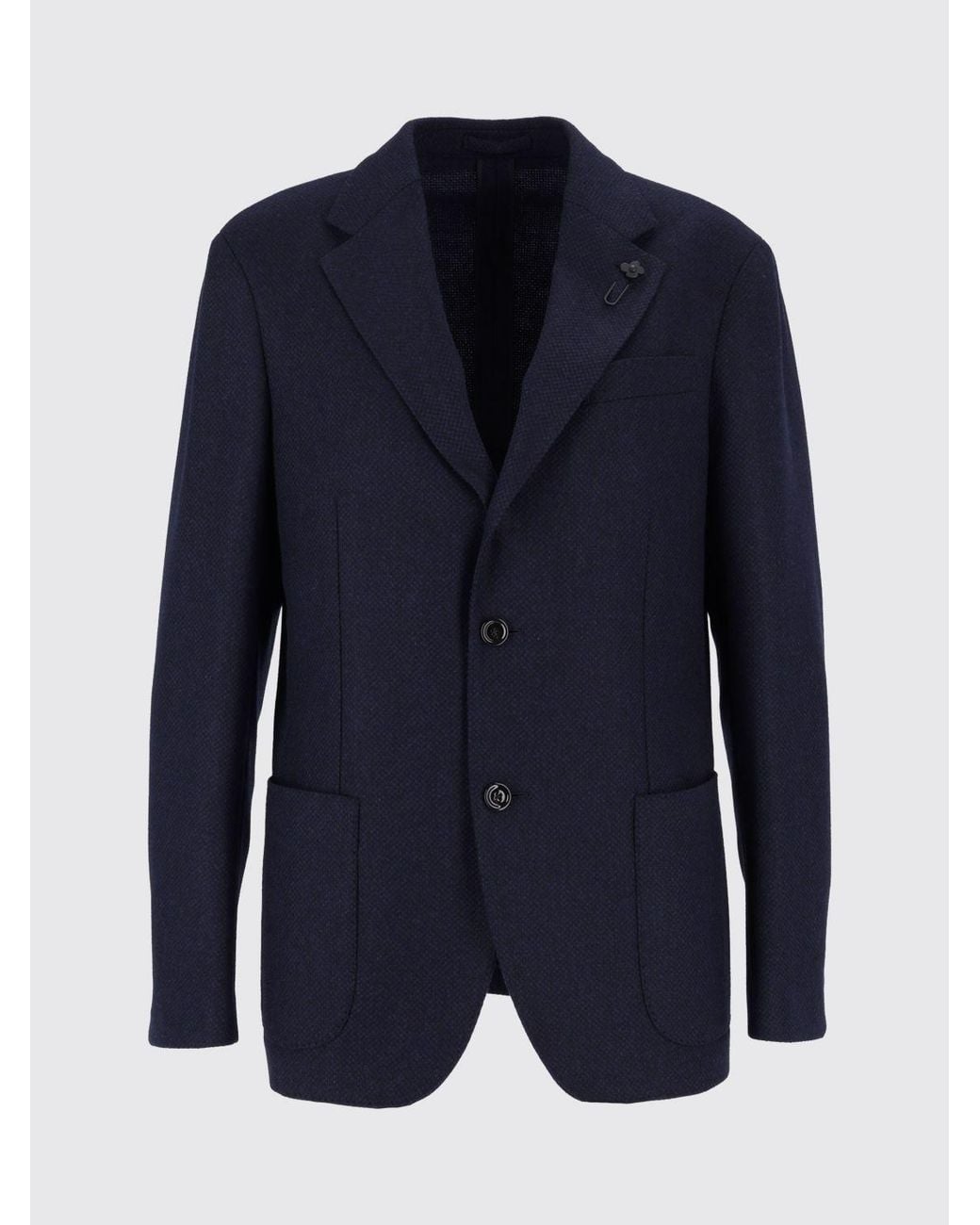 Lardini Blue Single-Breasted Wool And Cashmere Blazer With Peak Lapels for men