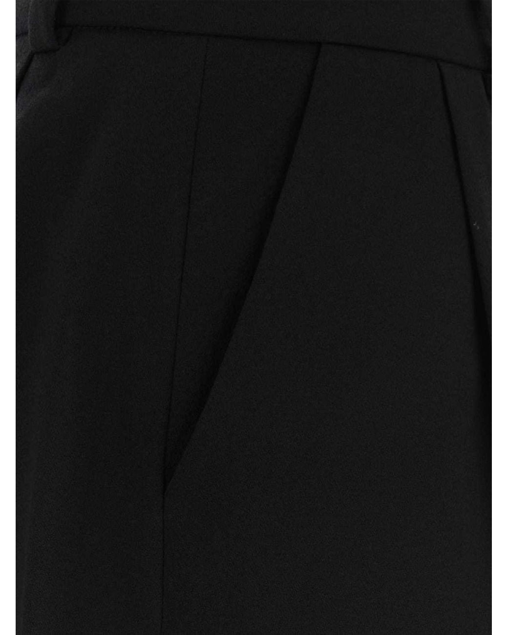 Alessandra Rich Black Mid-Rise Pleated Wool-Blend Shorts