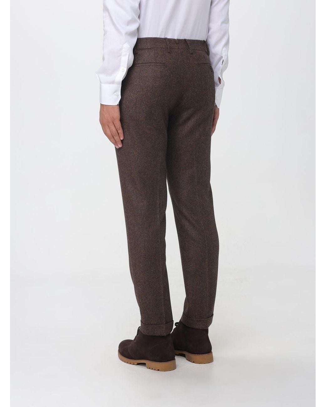 Berwich Gray Slim Fit Pleated Wool Chinos for men