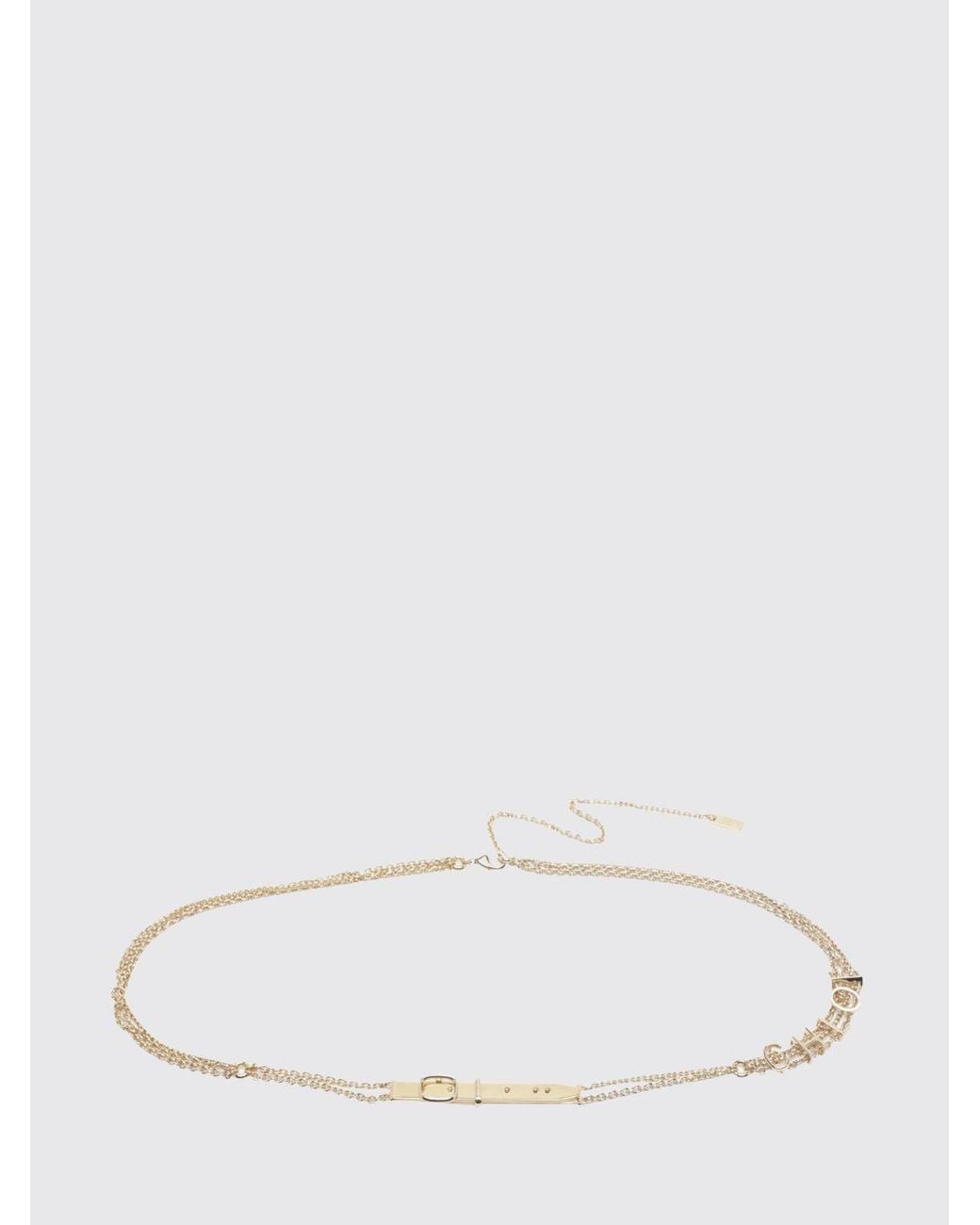 Chloé Natural ChloÉ Adjustable-Tone Brass Chain Belt With Lettering Logo